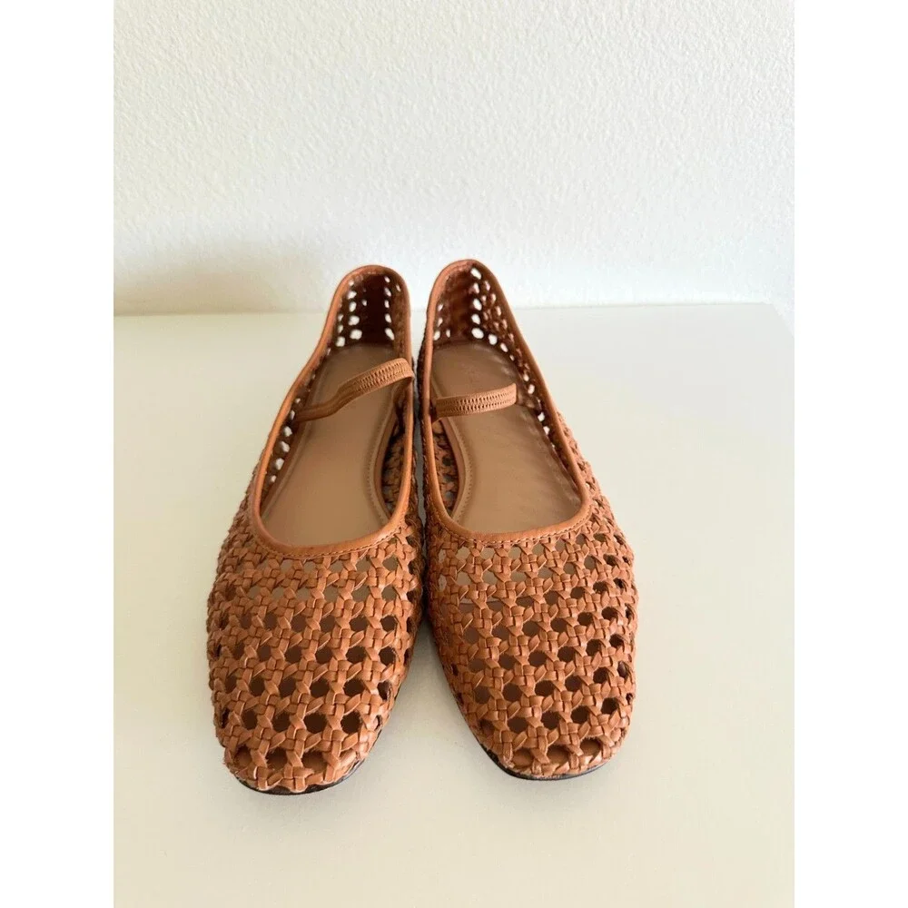 Madewell Women's The Greta Ballet Flats Desert Camel Open Weave Slip On Size 9.5